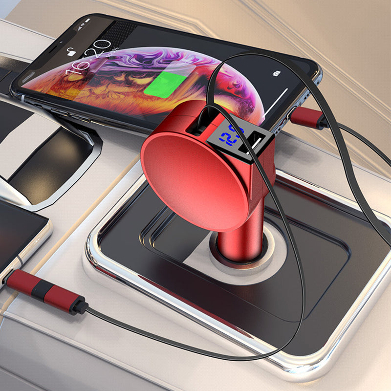 Adaptateur de charge rapide rétractable 3-en-1 pour voiture