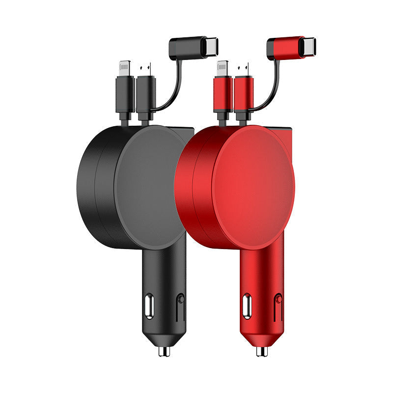 Adaptateur de charge rapide rétractable 3-en-1 pour voiture