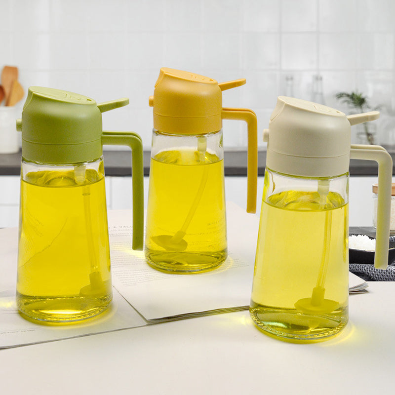 Distributeur et pulvérisateur d'huile en verre 2-en-1