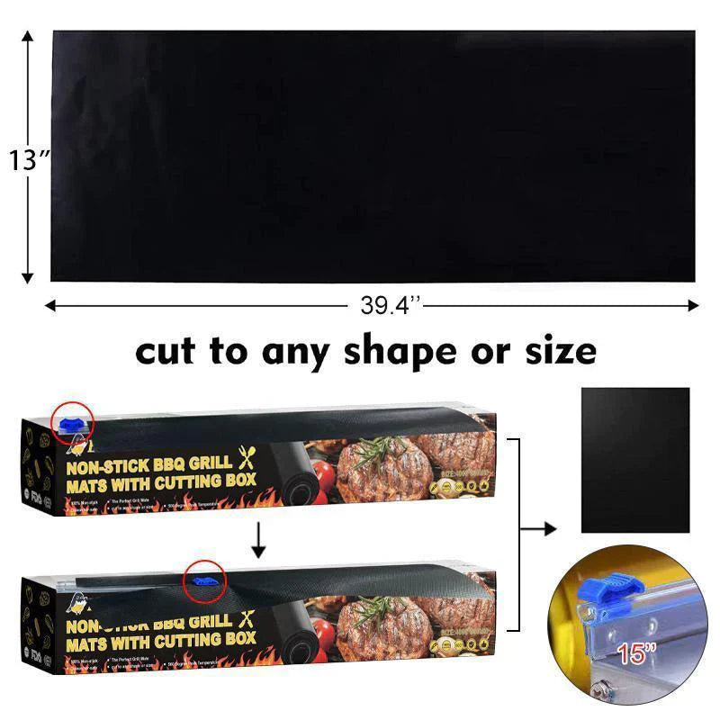 Tapis de barbecue antiadhésif avec boîte de coupe