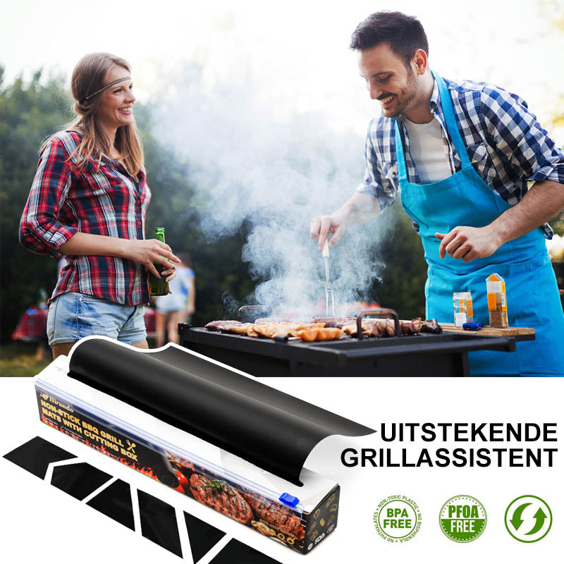 Tapis de barbecue antiadhésif avec boîte de coupe