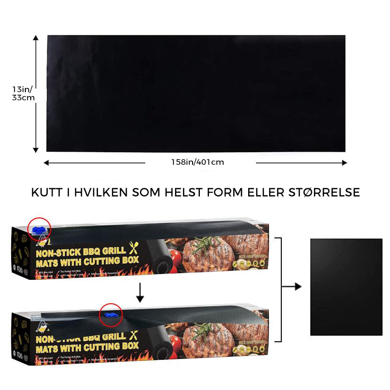 Tapis de barbecue antiadhésif avec boîte de coupe