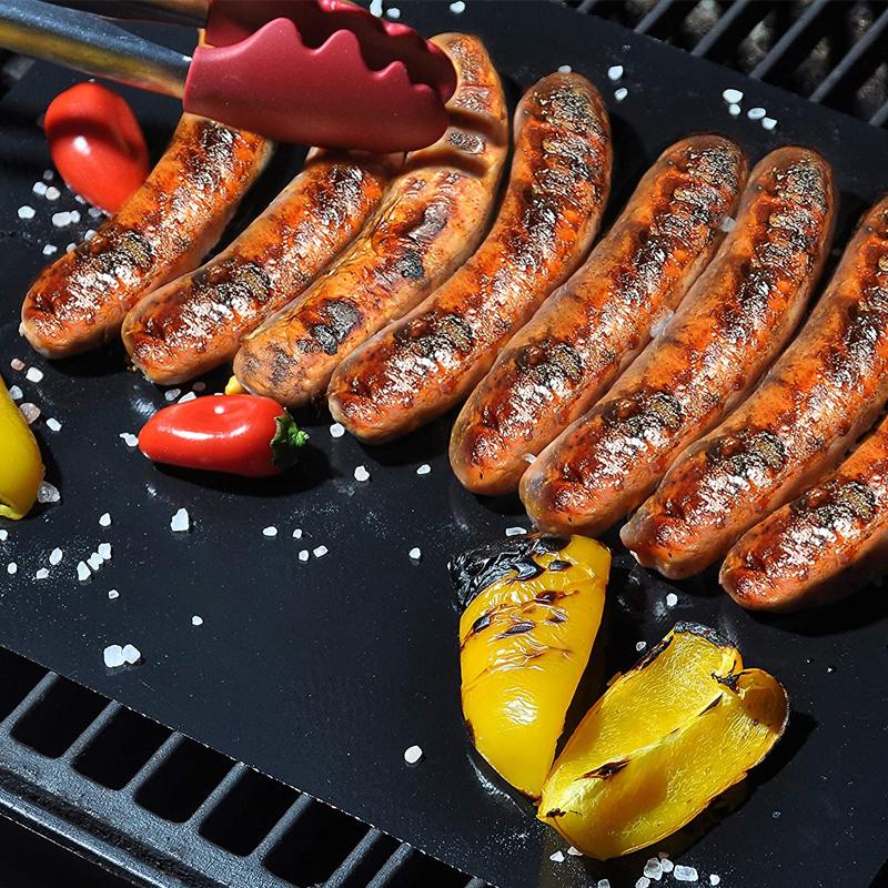 Tapis de barbecue antiadhésif avec boîte de coupe