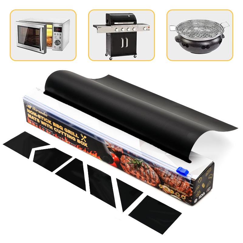 Tapis de barbecue antiadhésif avec boîte de coupe