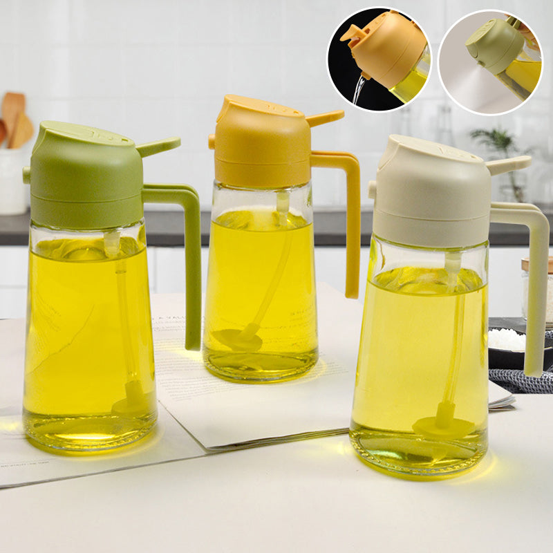 Distributeur et pulvérisateur d'huile en verre 2-en-1