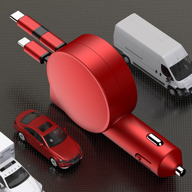 Adaptateur de charge rapide rétractable 3-en-1 pour voiture