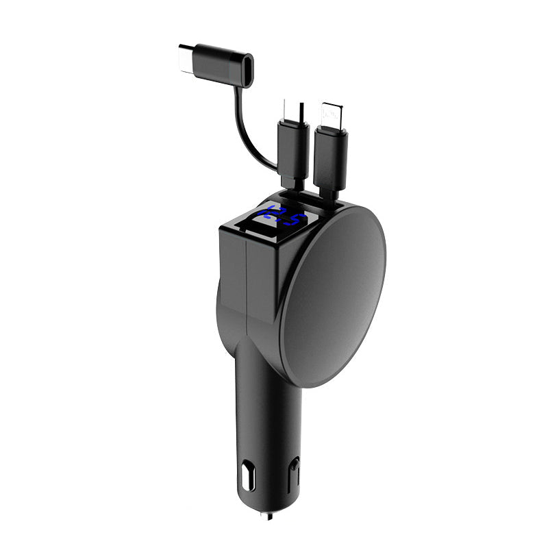 Adaptateur de charge rapide rétractable 3-en-1 pour voiture