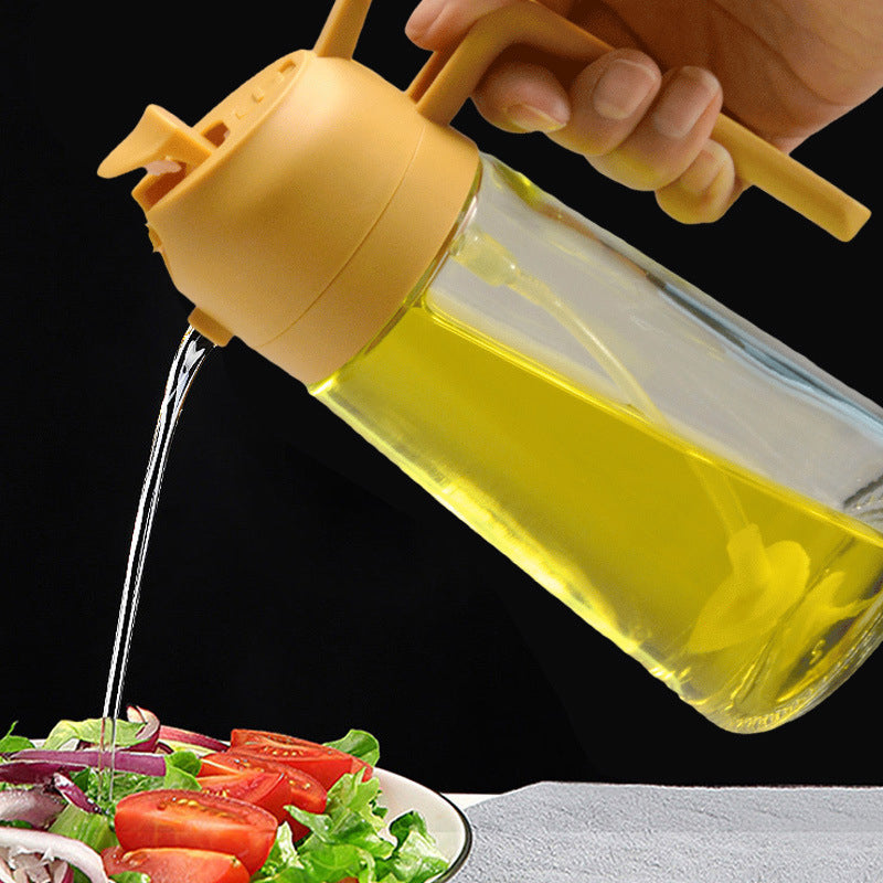 Distributeur et pulvérisateur d'huile en verre 2-en-1