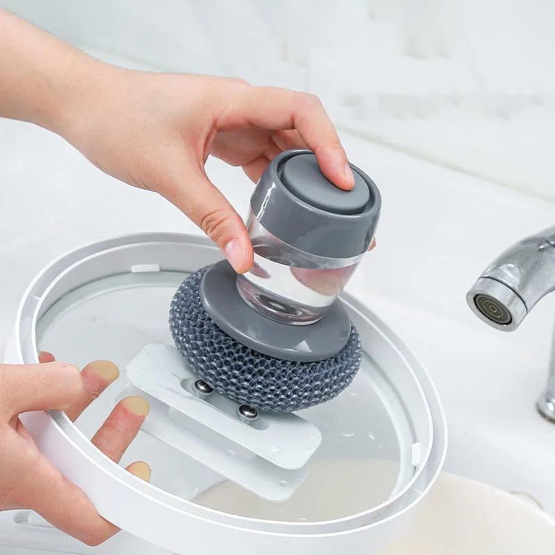 Distributeur de Savon de Cuisine avec Brosse en Palmier