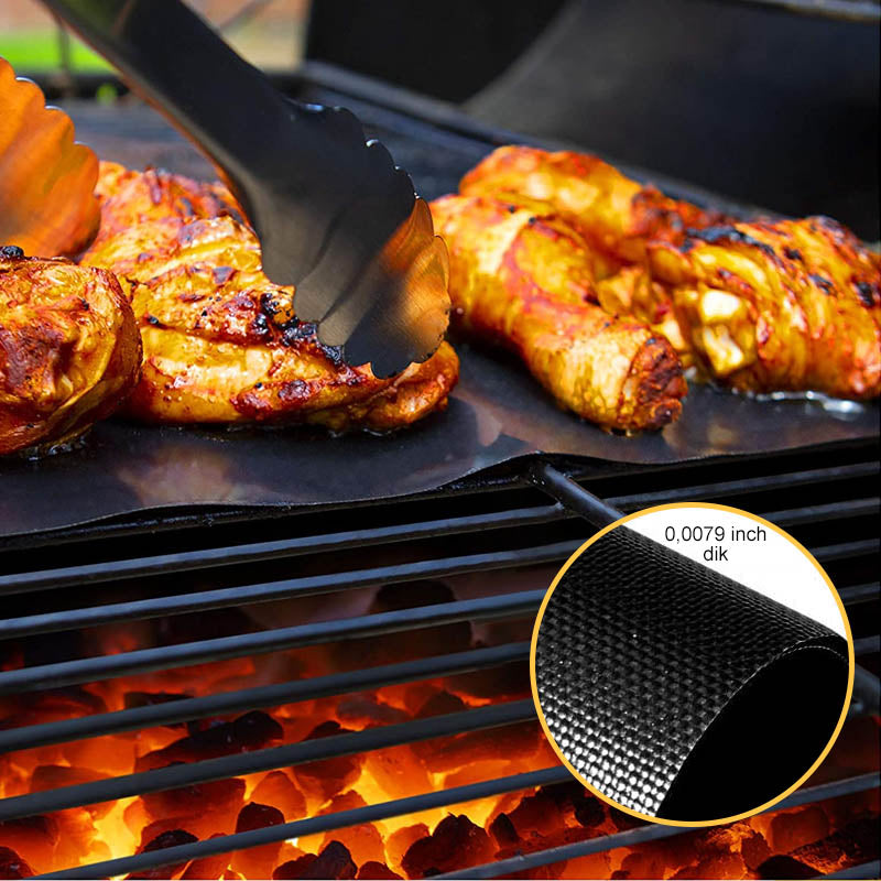 Tapis de barbecue antiadhésif avec boîte de coupe