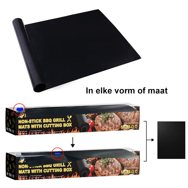 Tapis de barbecue antiadhésif avec boîte de coupe