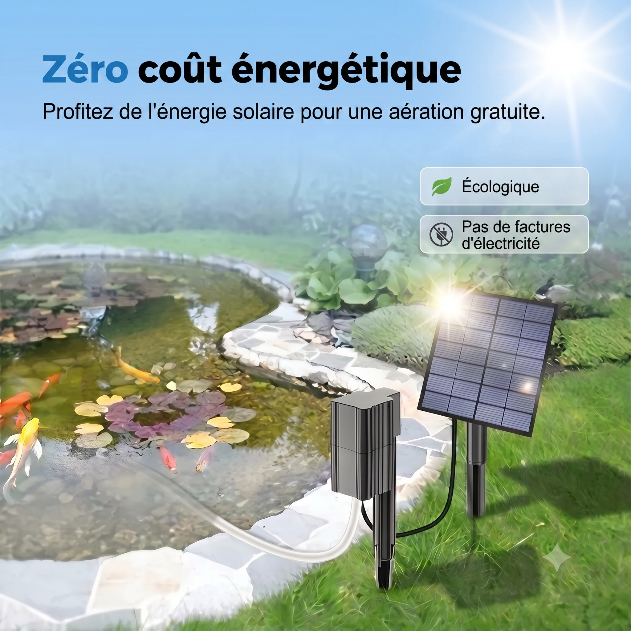 Belviro AquaFlow™ Aérateur de bassin solaire