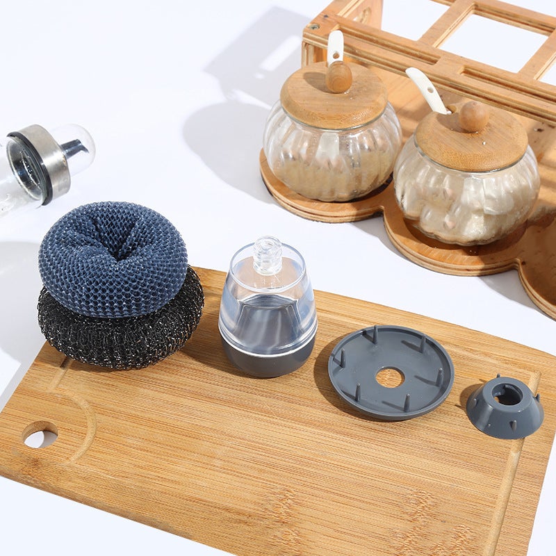Distributeur de Savon de Cuisine avec Brosse en Palmier