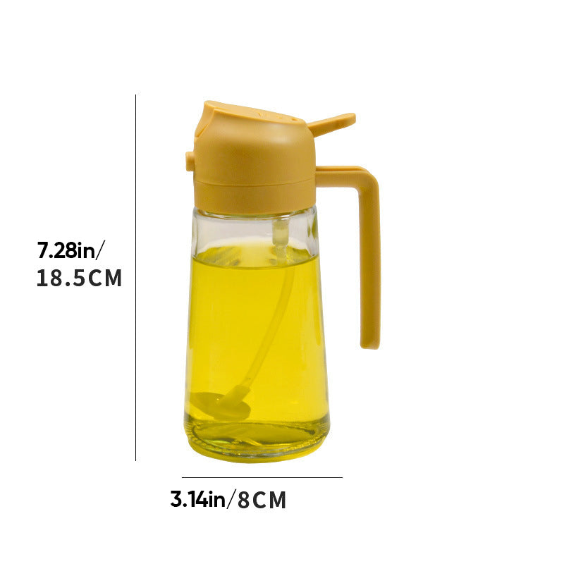 Distributeur et pulvérisateur d'huile en verre 2-en-1