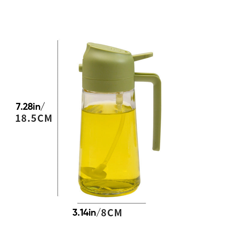 Distributeur et pulvérisateur d'huile en verre 2-en-1